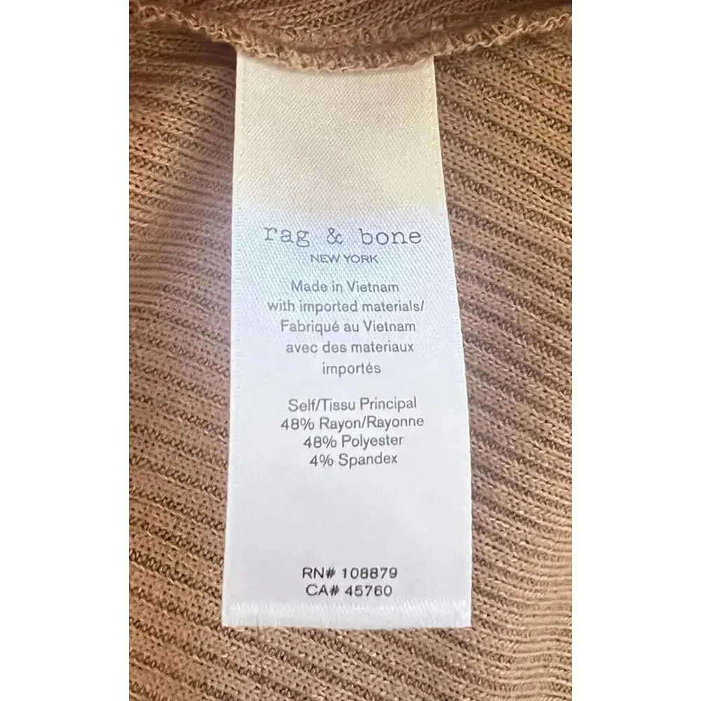 New rag & bone the Knit Rib Bias Midi Dress In Camel Size XL Retail $375 - Picture 8 of 9